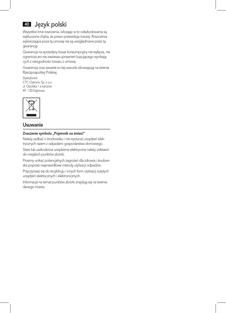 Język polski | AEG BSS 4804 User Manual | Page 40 / 58