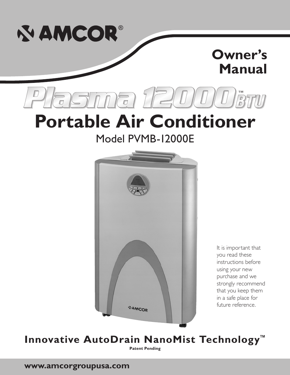 Amcor PVMB-12000E User Manual | 20 pages