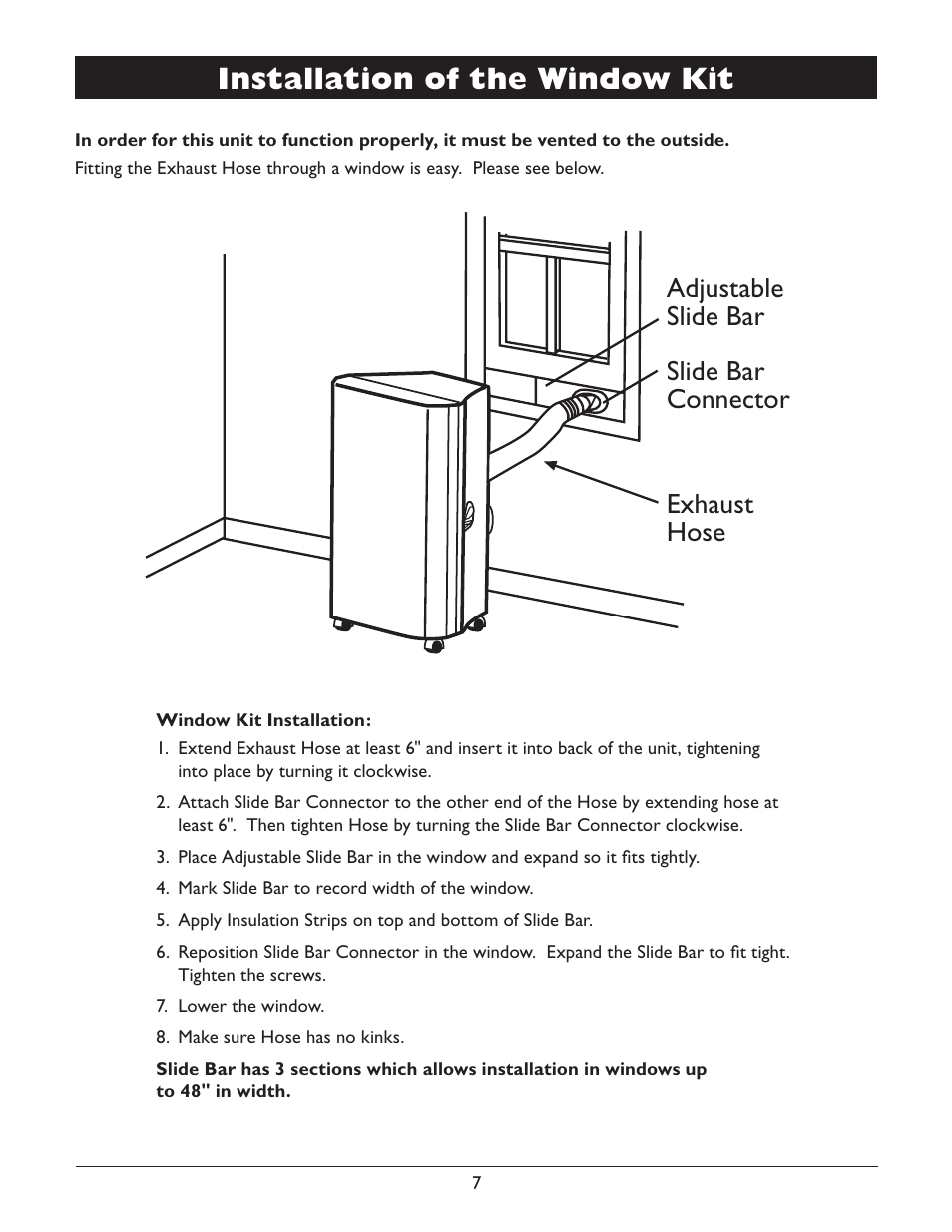 Autodrain nanomist technology, Assembly installation of the window kit | Amcor PVMB-12000E User Manual | Page 9 / 20