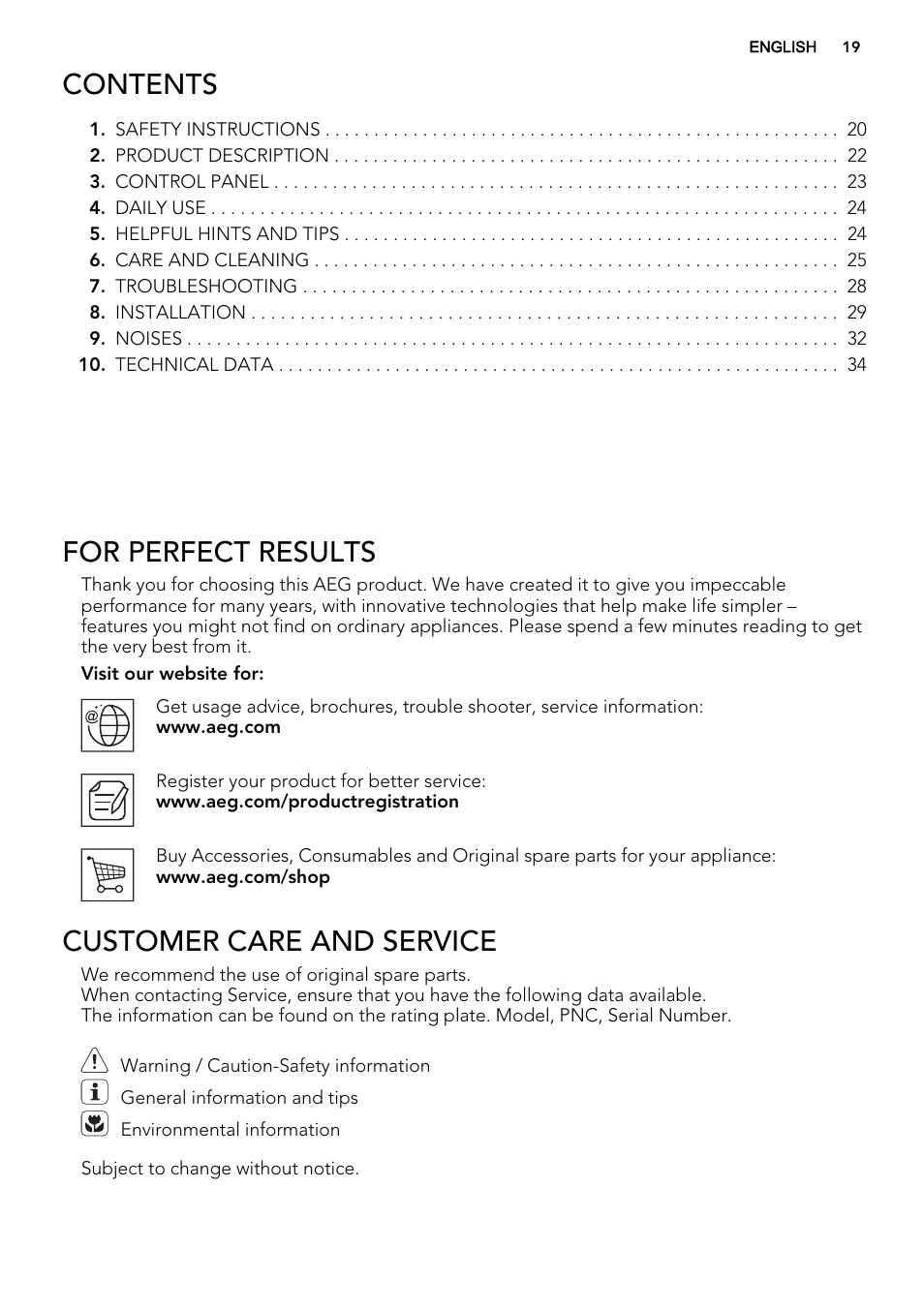 AEG A52010GNW0 User Manual | Page 19 / 72