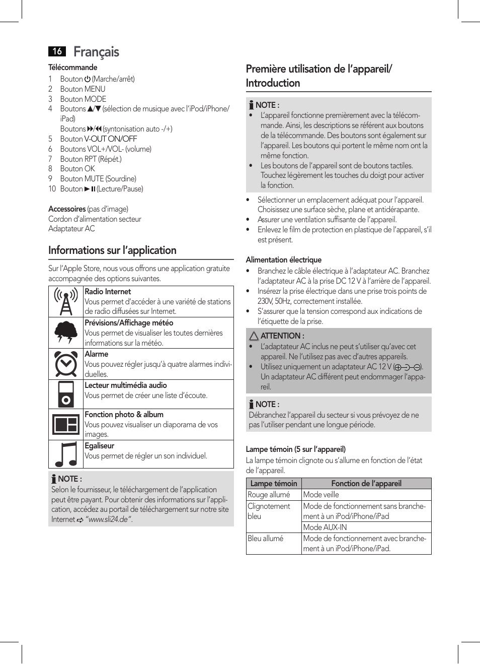 Français, Informations sur l’application, Première utilisation de l’appareil/ introduction | AEG IMS 4452 User Manual | Page 16 / 58