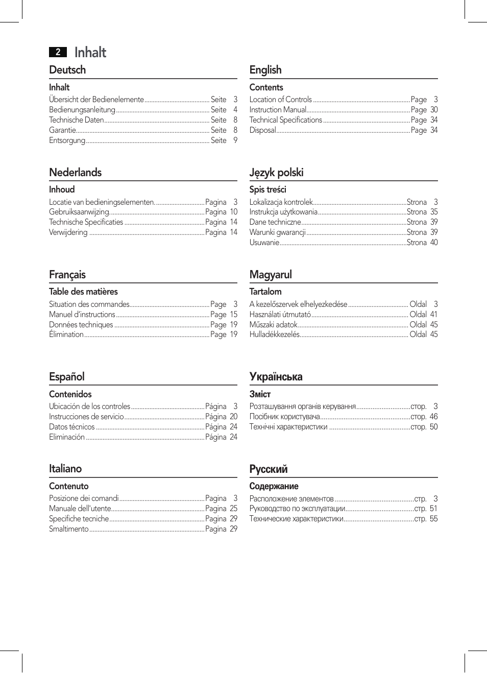 Inhalt | AEG IMS 4452 User Manual | Page 2 / 58