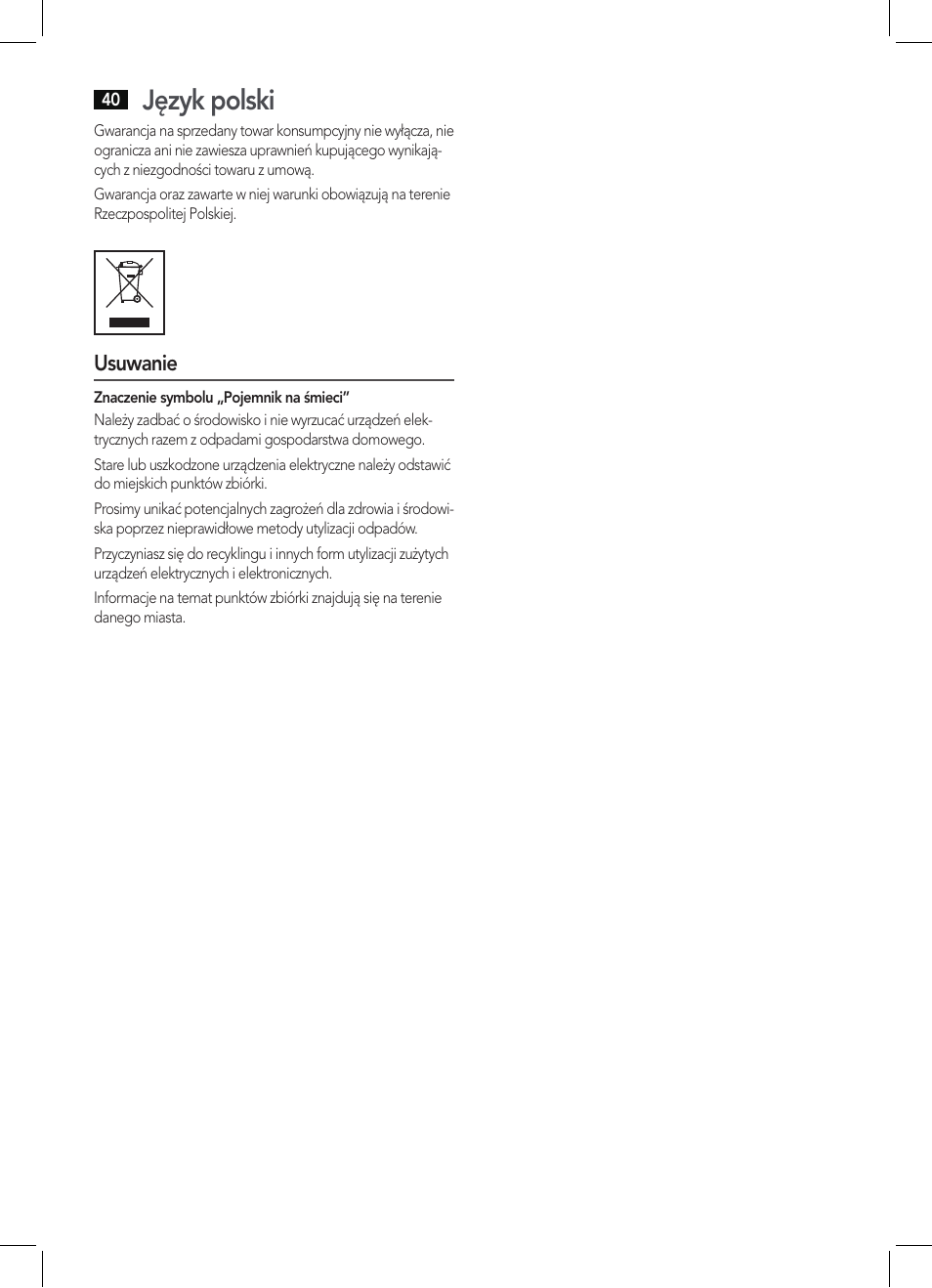 Język polski | AEG IMS 4452 User Manual | Page 40 / 58