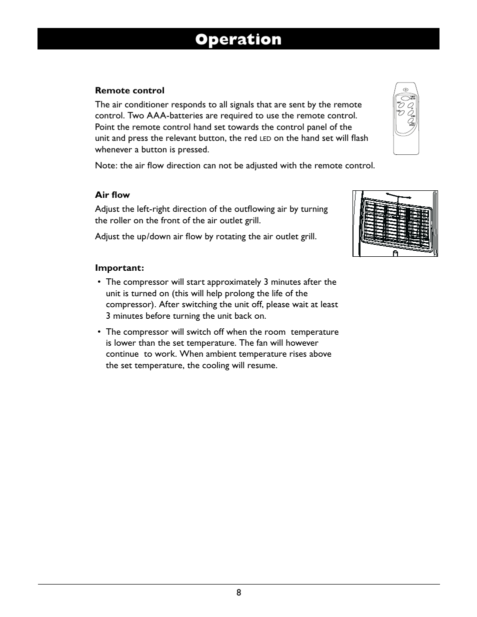 Operation | Amcor A12000EH User Manual | Page 10 / 32