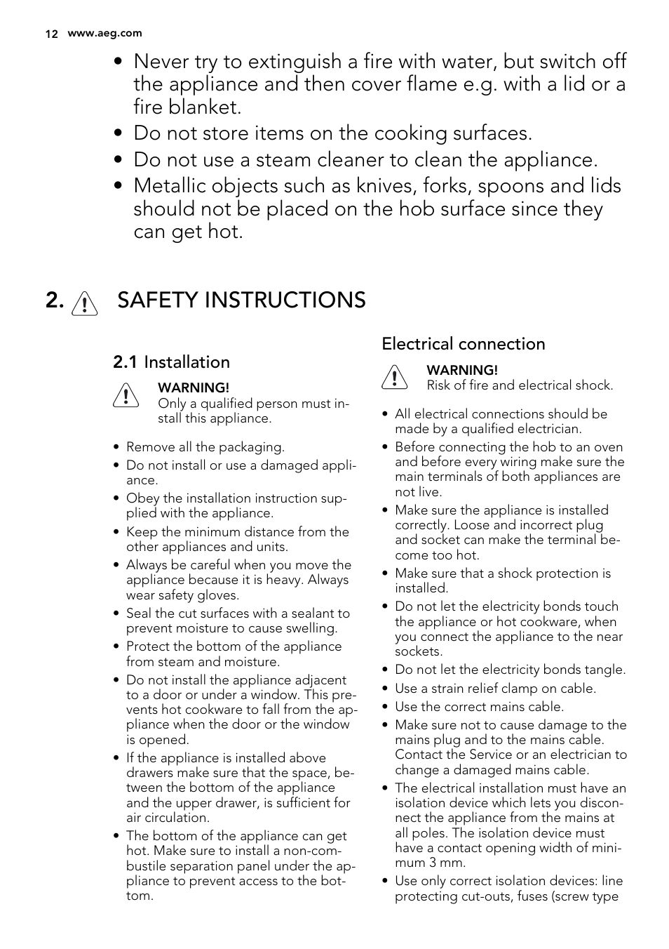 Safety instructions | AEG HC652600EB User Manual | Page 12 / 44