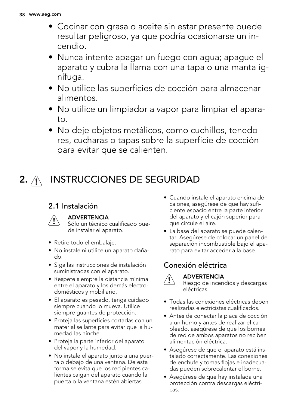 Instrucciones de seguridad | AEG HC652600EB User Manual | Page 38 / 44