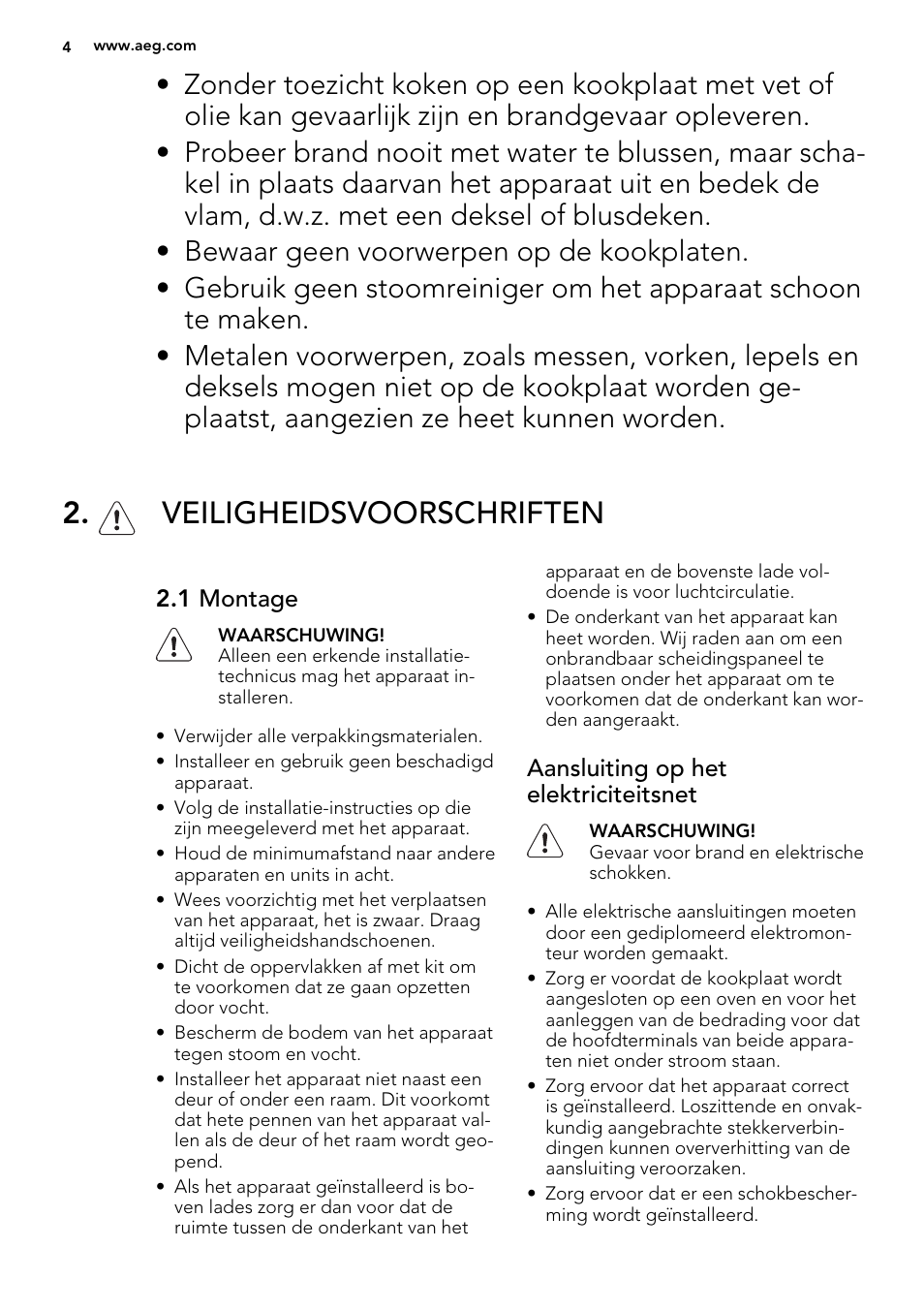 Veiligheidsvoorschriften | AEG HC652600EB User Manual | Page 4 / 44