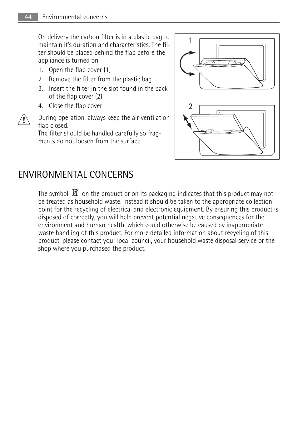 Environmental concerns | AEG SKZ81200F0 User Manual | Page 44 / 96