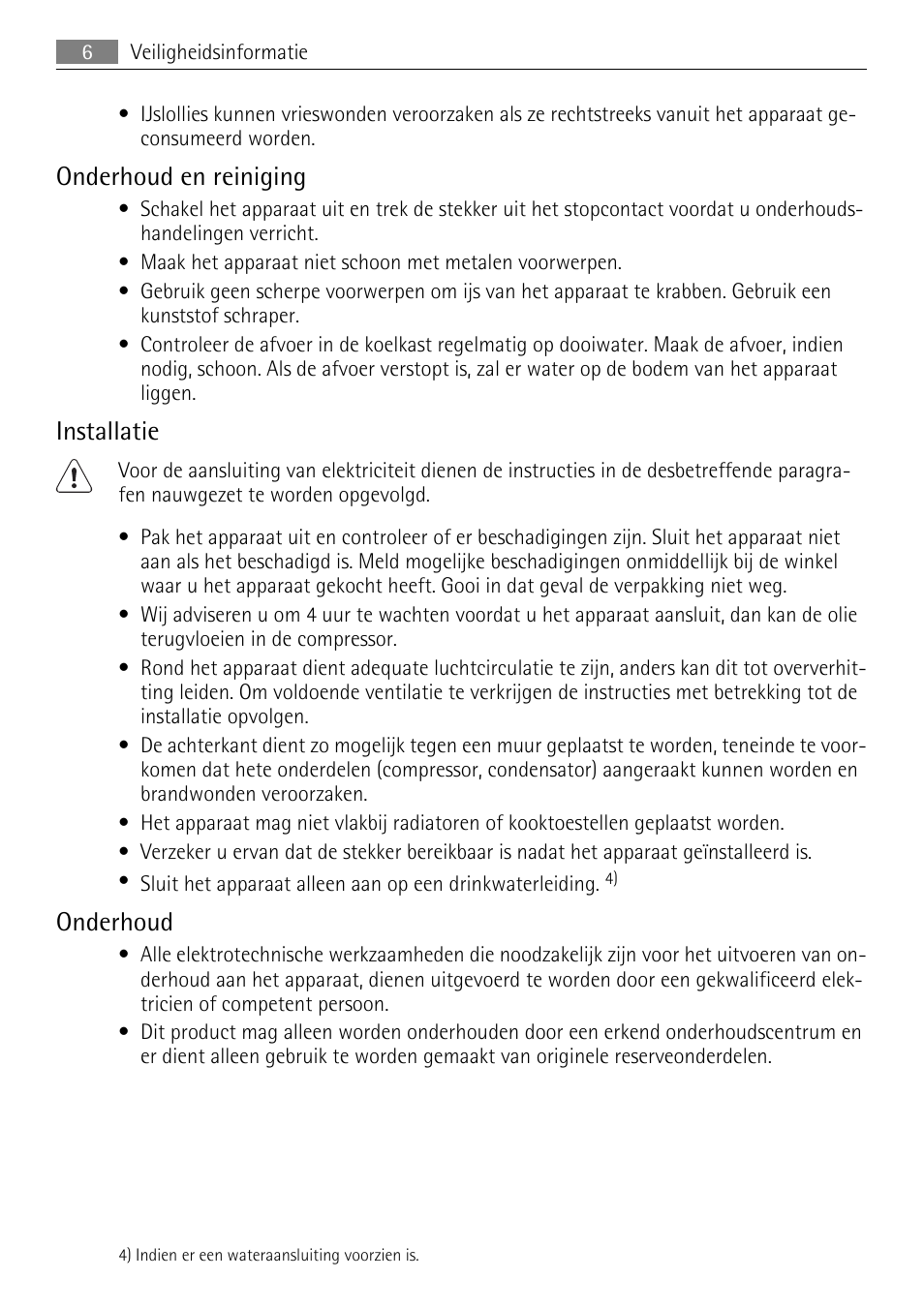 Onderhoud en reiniging, Installatie, Onderhoud | AEG SKZ81200F0 User Manual | Page 6 / 96