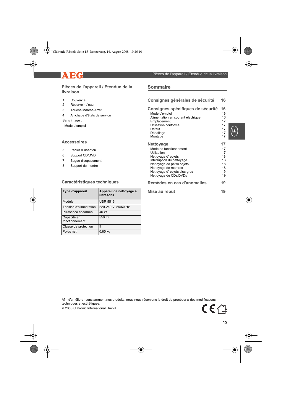 AEG USR 5516 User Manual | Page 15 / 66