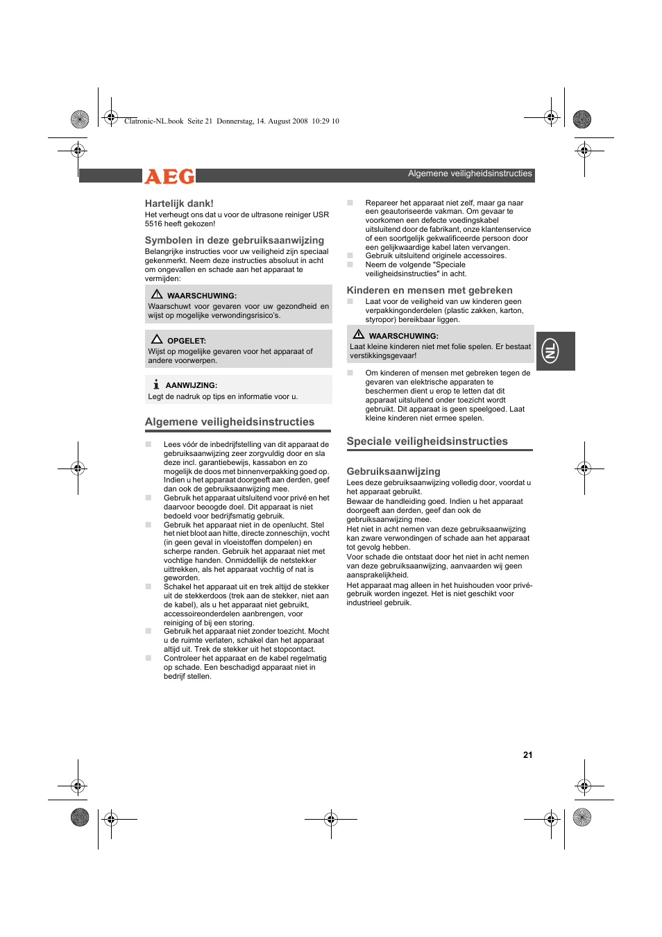 AEG USR 5516 User Manual | Page 21 / 66