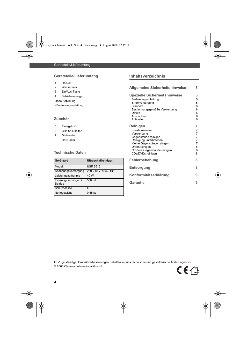AEG USR 5516 User Manual | Page 4 / 66