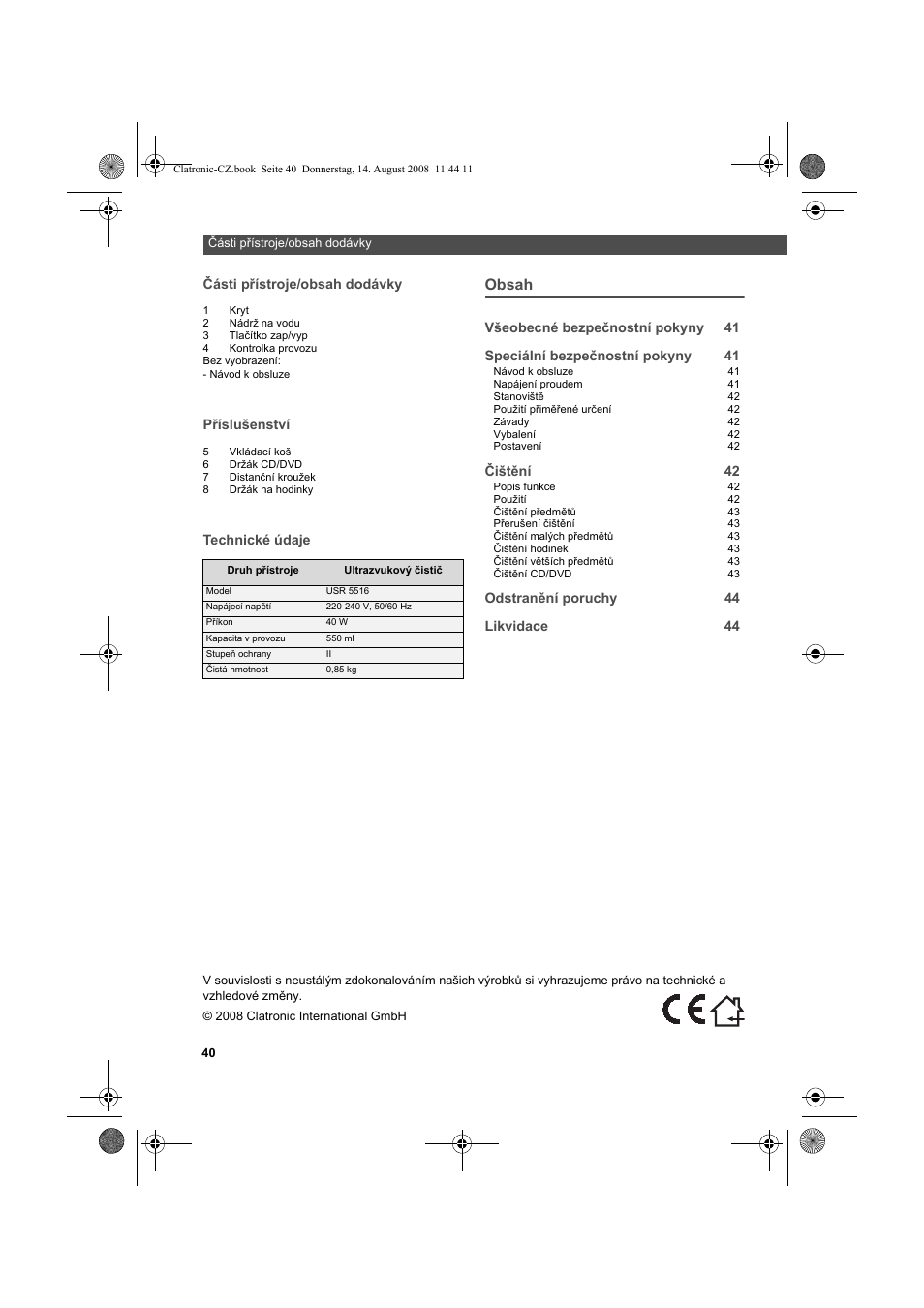AEG USR 5516 User Manual | Page 40 / 66