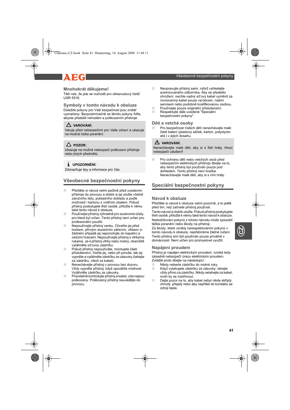 AEG USR 5516 User Manual | Page 41 / 66