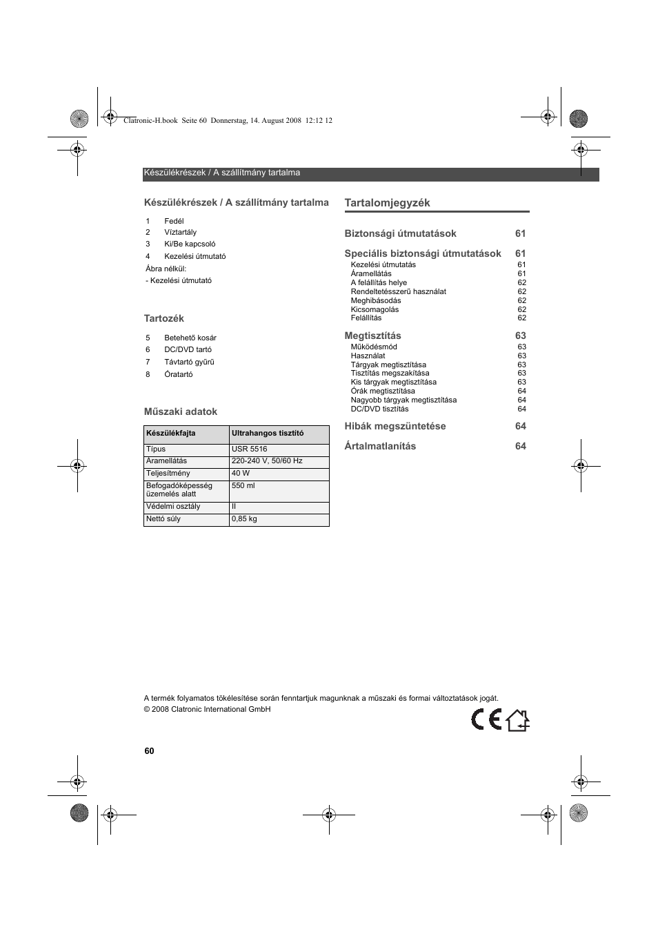 AEG USR 5516 User Manual | Page 60 / 66