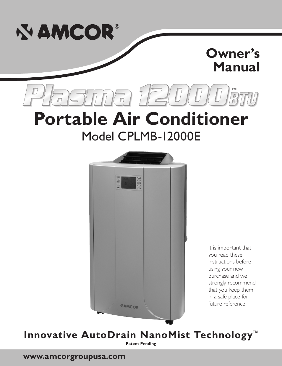 Amcor CPLMB-12000E User Manual | 20 pages