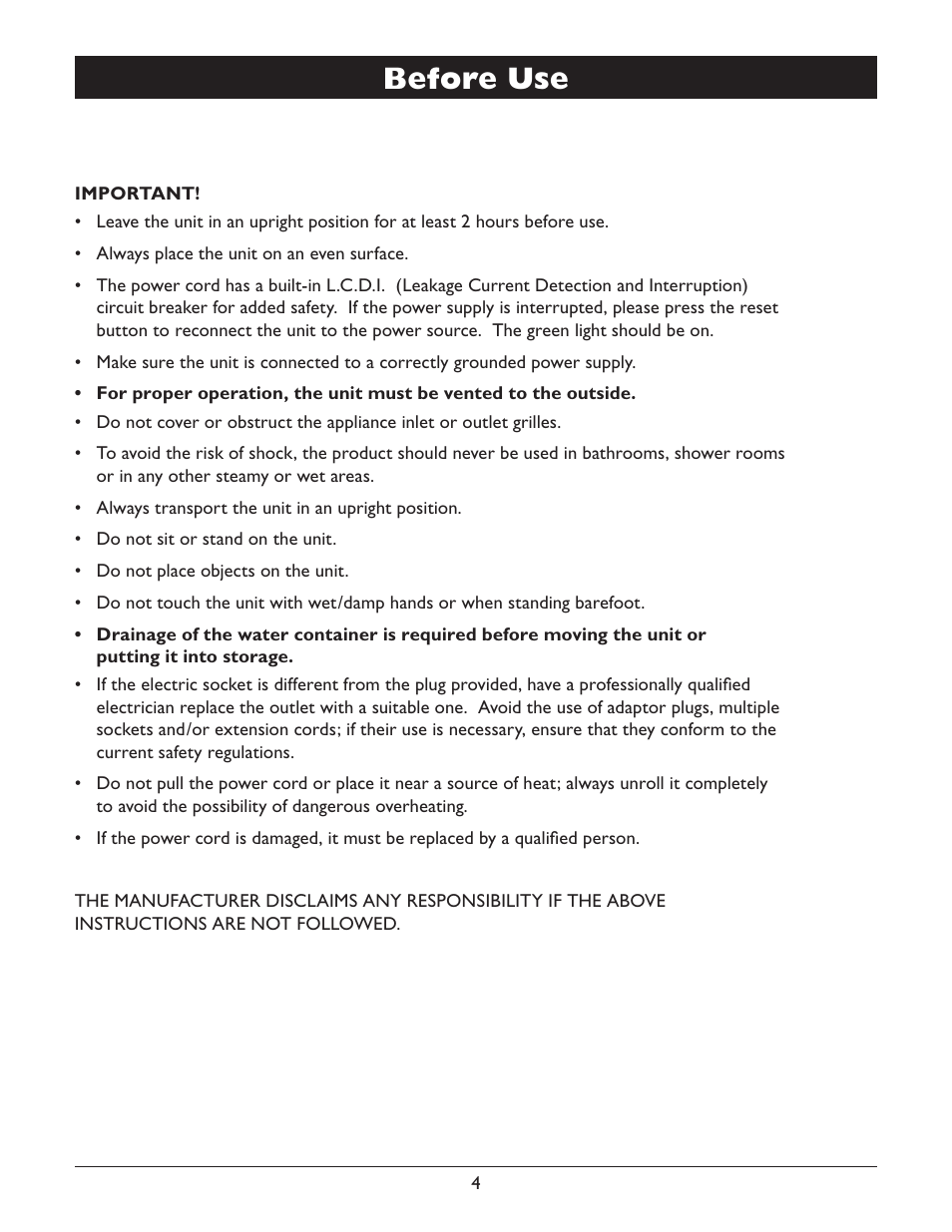 Before use | Amcor CPLMB-12000E User Manual | Page 6 / 20