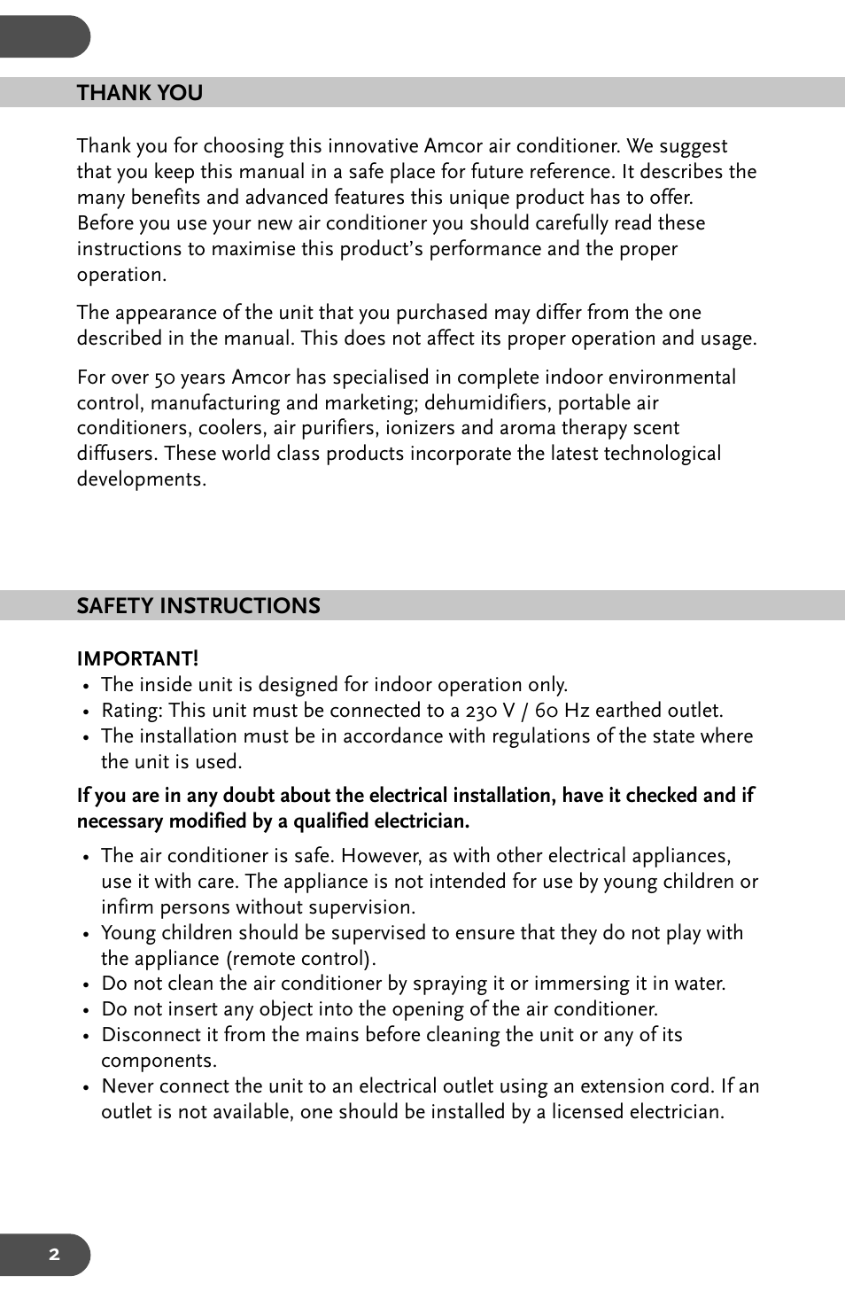 Amcor AHW 164 User Manual | Page 2 / 16