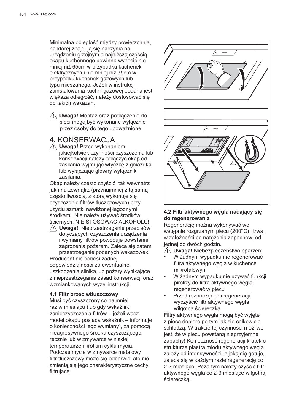 Konserwacja | AEG X81284WG0 User Manual | Page 104 / 160