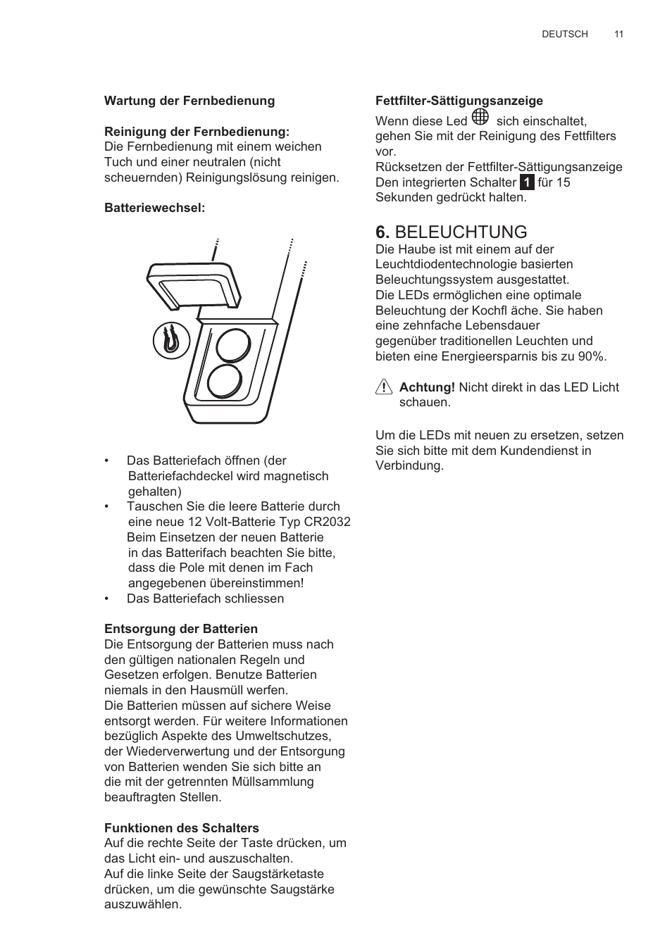 Beleuchtung | AEG X81284WG0 User Manual | Page 11 / 160