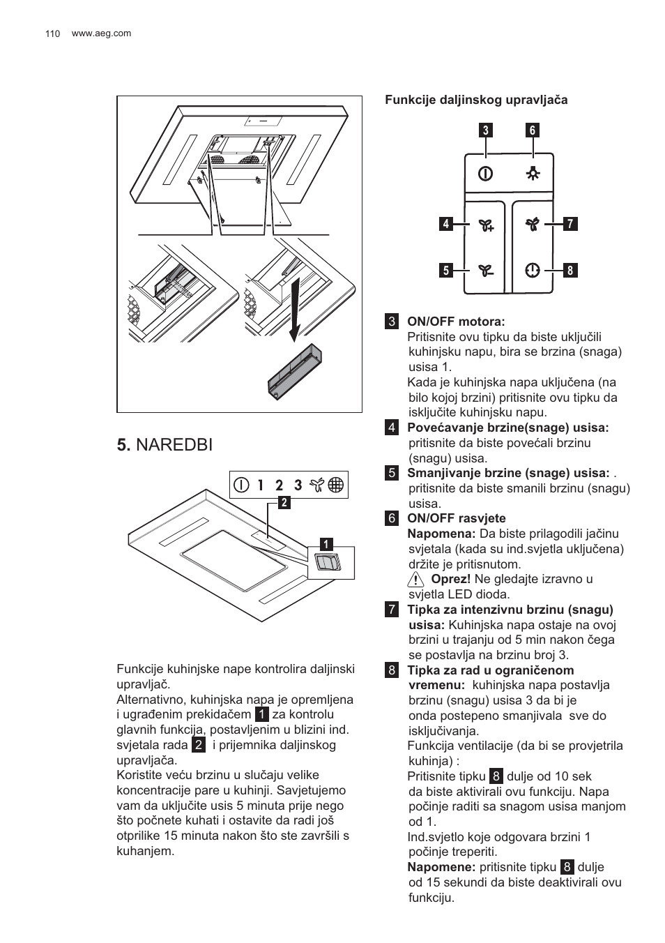 Naredbi | AEG X81284WG0 User Manual | Page 110 / 160
