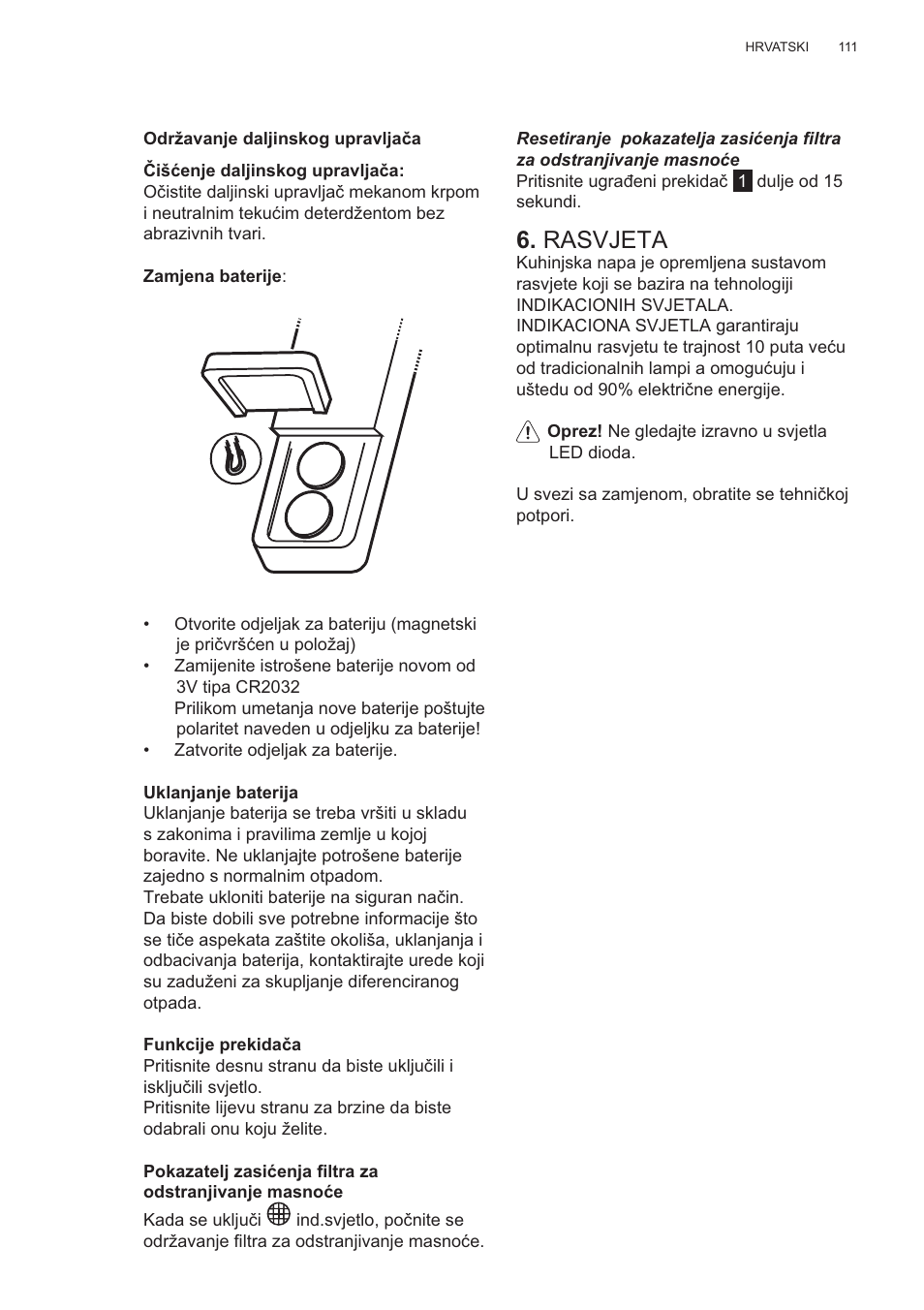 Rasvjeta | AEG X81284WG0 User Manual | Page 111 / 160