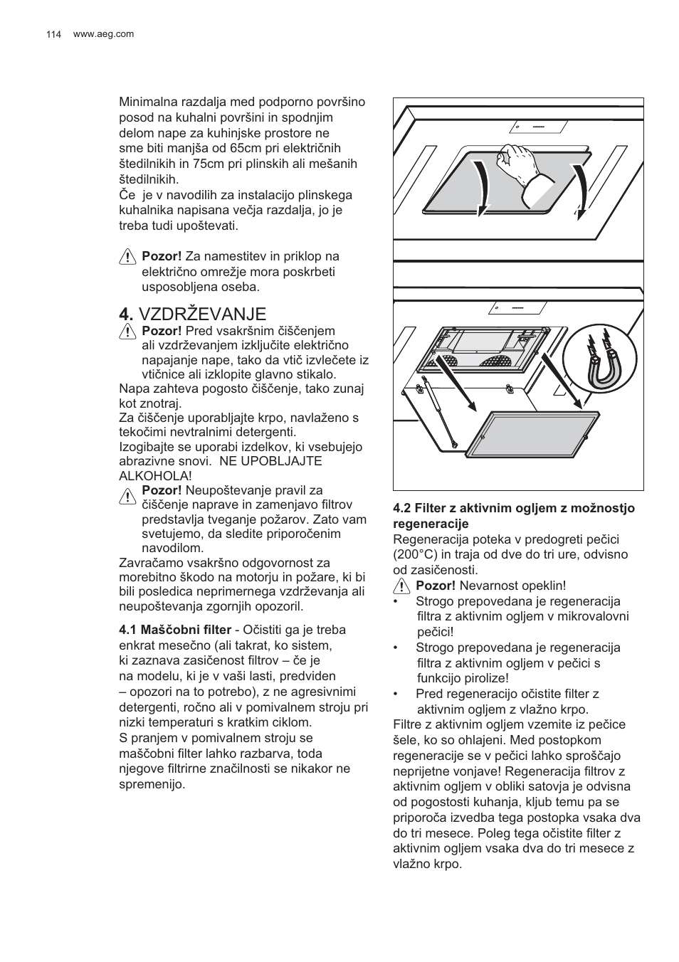 Vzdrževanje | AEG X81284WG0 User Manual | Page 114 / 160