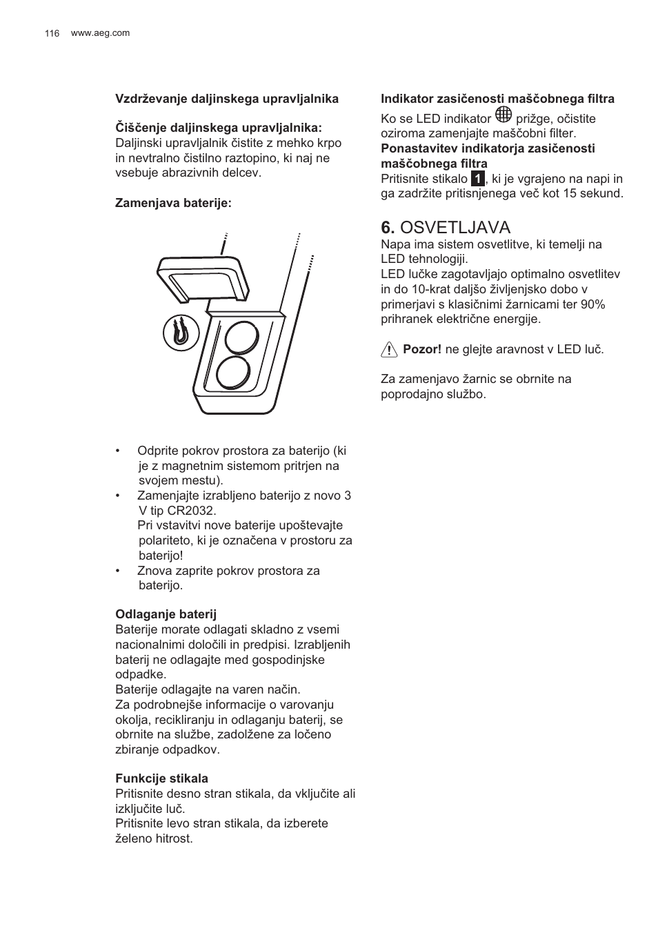 Osvetljava | AEG X81284WG0 User Manual | Page 116 / 160