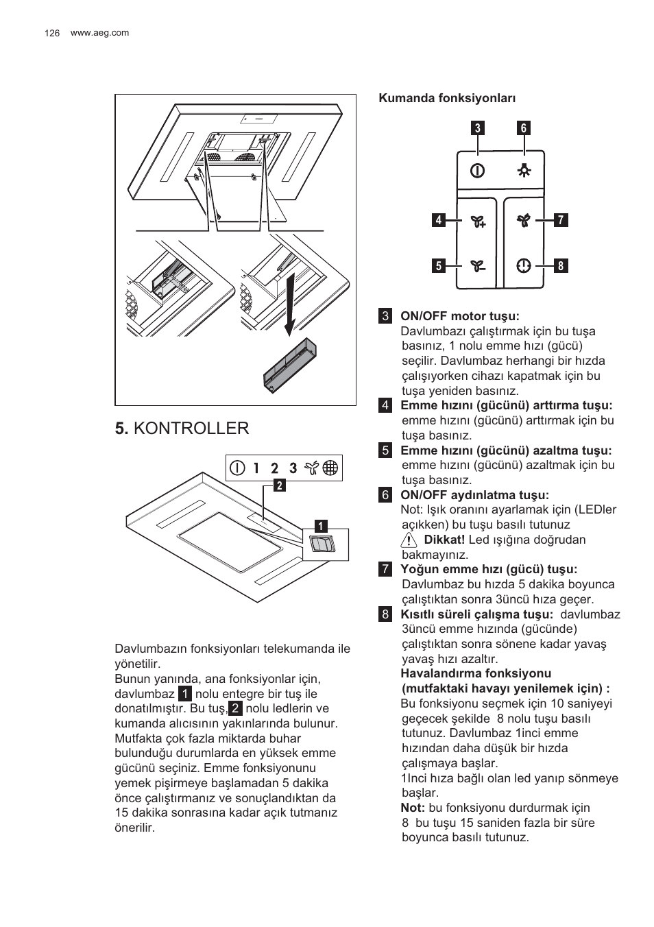 Kontroller | AEG X81284WG0 User Manual | Page 126 / 160