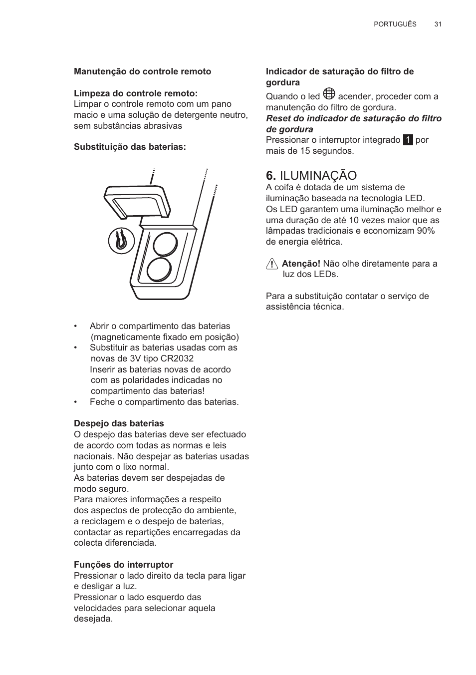 Iluminação | AEG X81284WG0 User Manual | Page 31 / 160