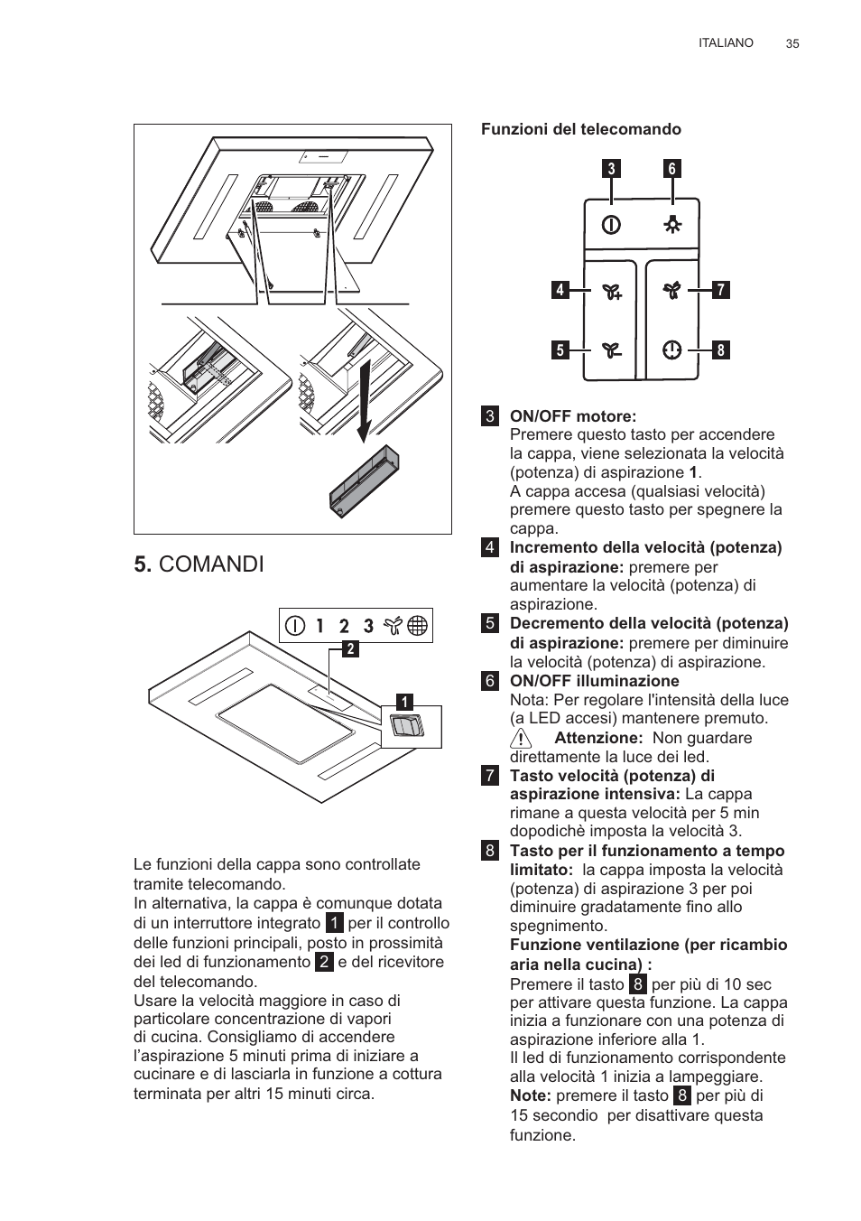 Comandi | AEG X81284WG0 User Manual | Page 35 / 160