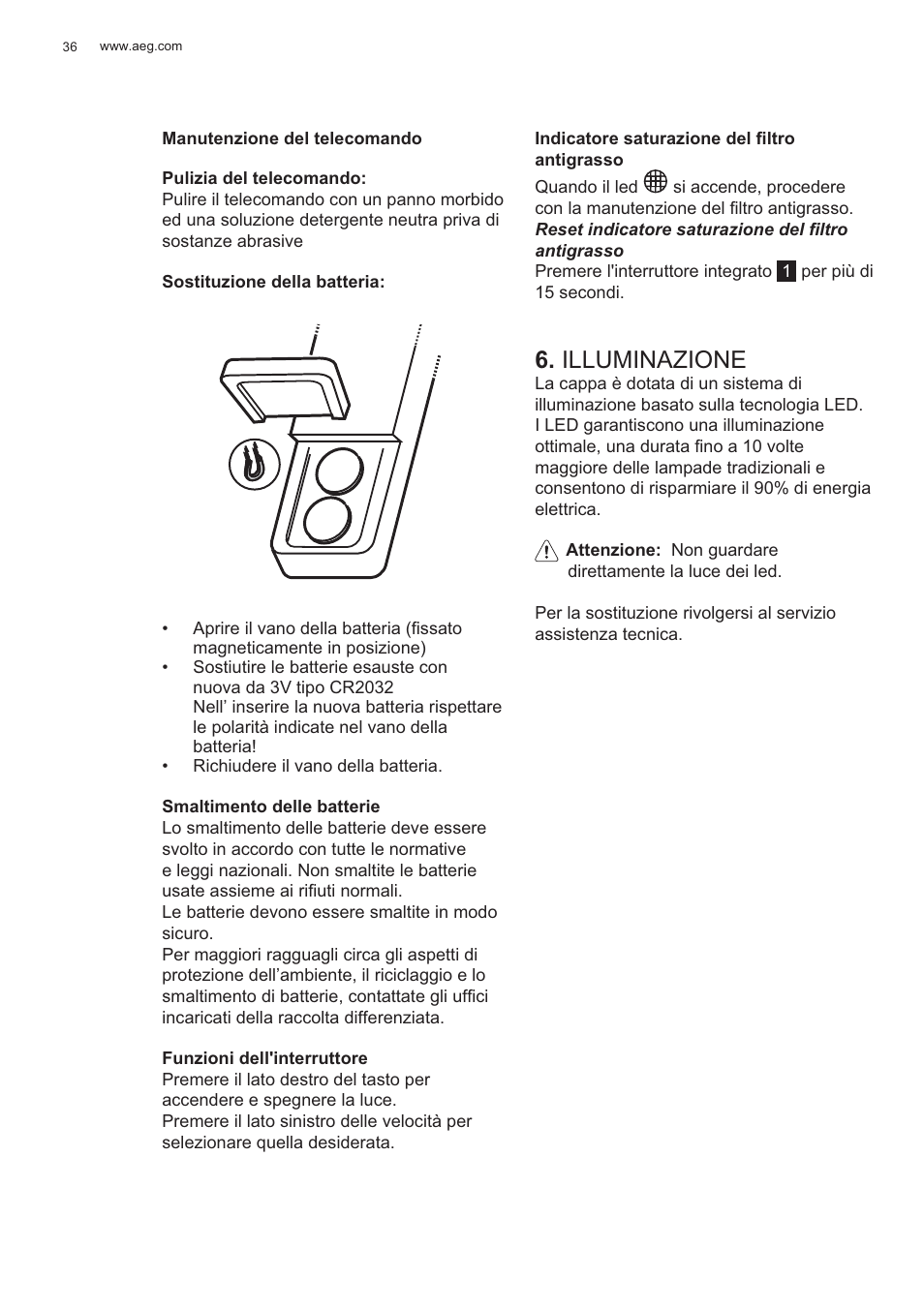 Illuminazione | AEG X81284WG0 User Manual | Page 36 / 160