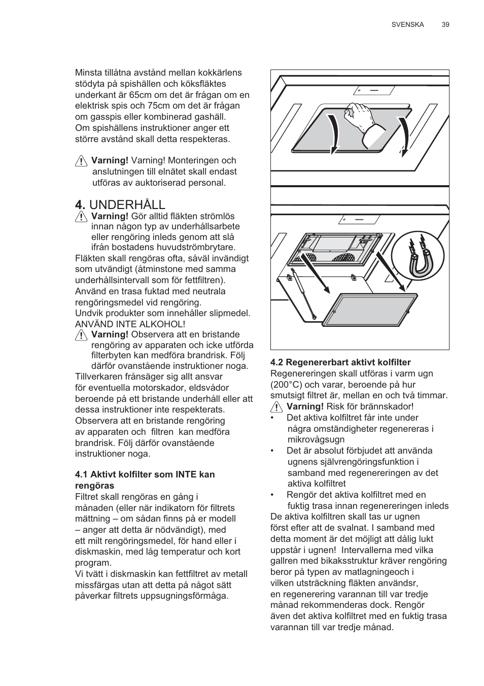 Underhåll | AEG X81284WG0 User Manual | Page 39 / 160