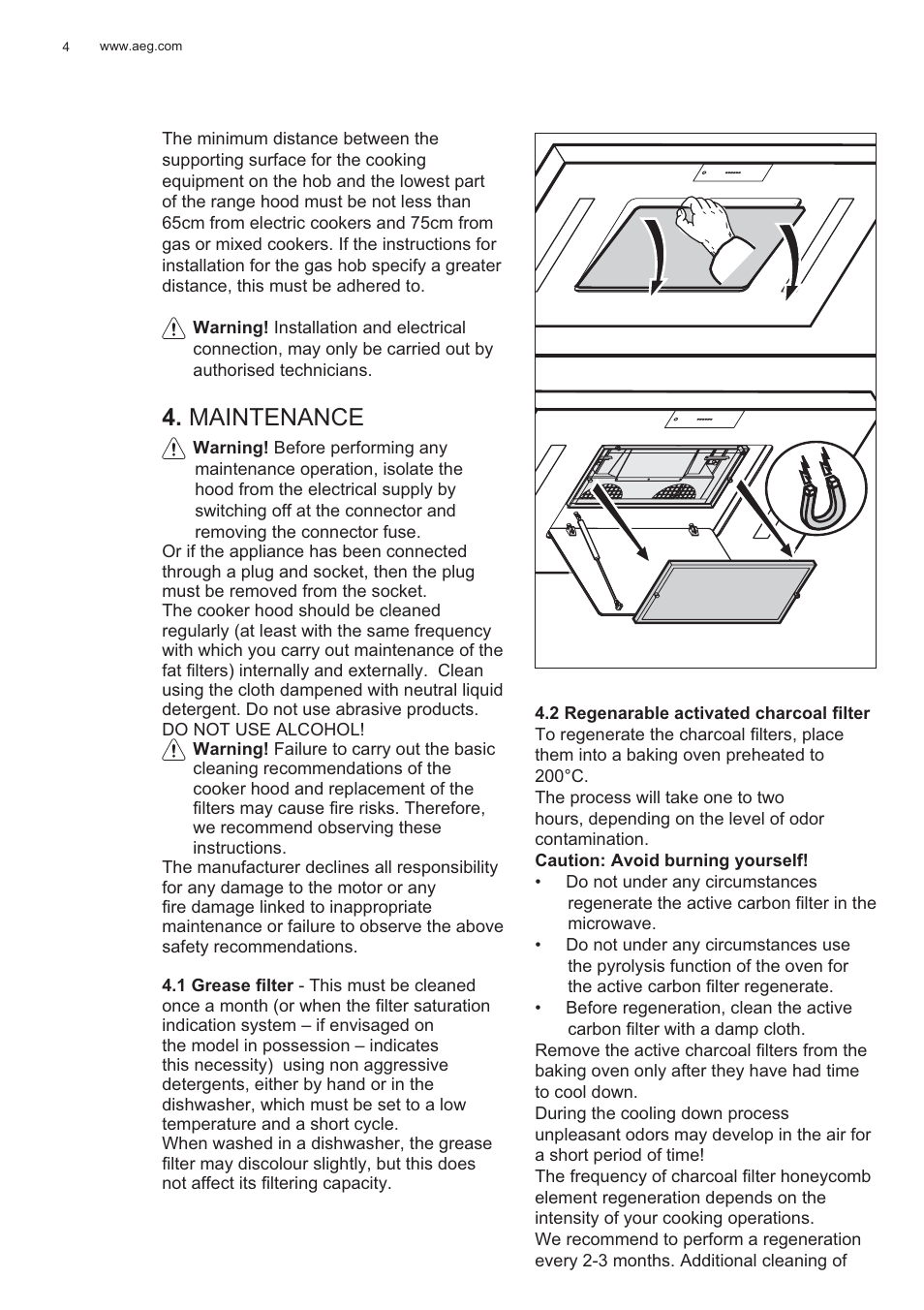 Maintenance | AEG X81284WG0 User Manual | Page 4 / 160