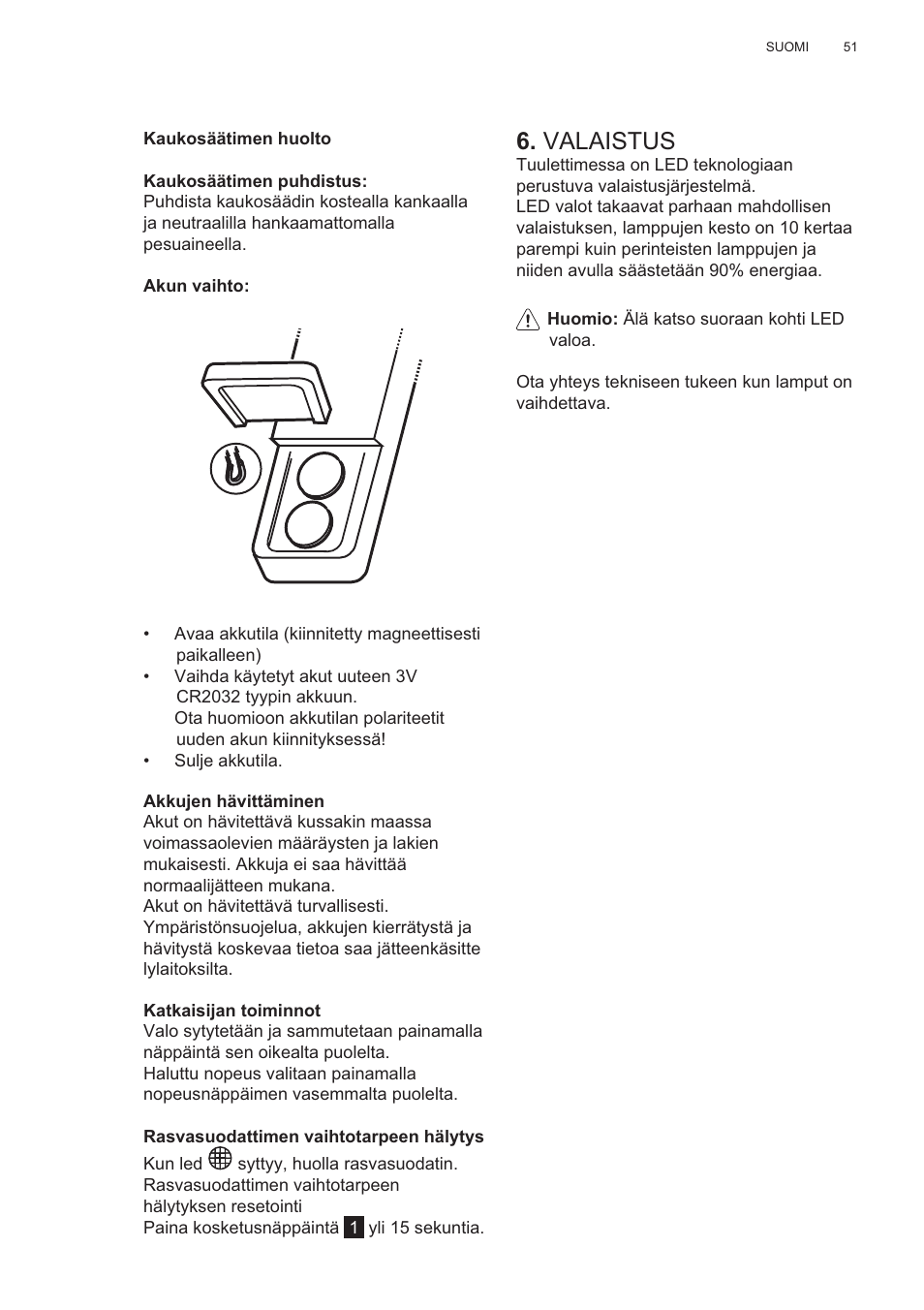Valaistus | AEG X81284WG0 User Manual | Page 51 / 160