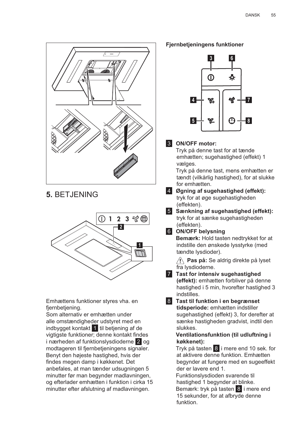 Betjening | AEG X81284WG0 User Manual | Page 55 / 160