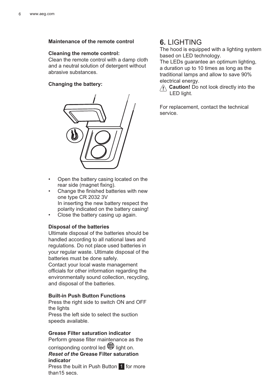 Lighting | AEG X81284WG0 User Manual | Page 6 / 160