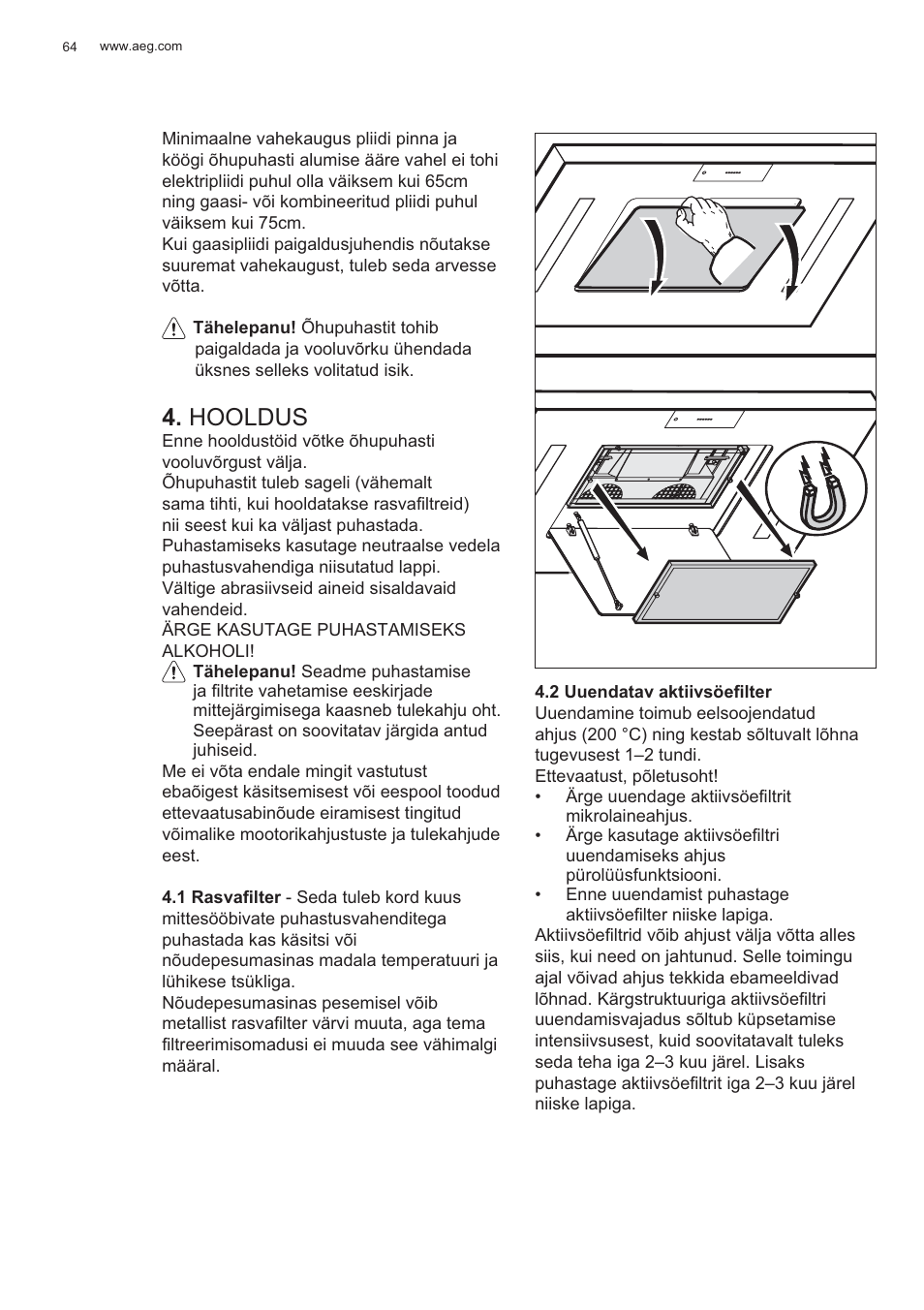 Hooldus | AEG X81284WG0 User Manual | Page 64 / 160