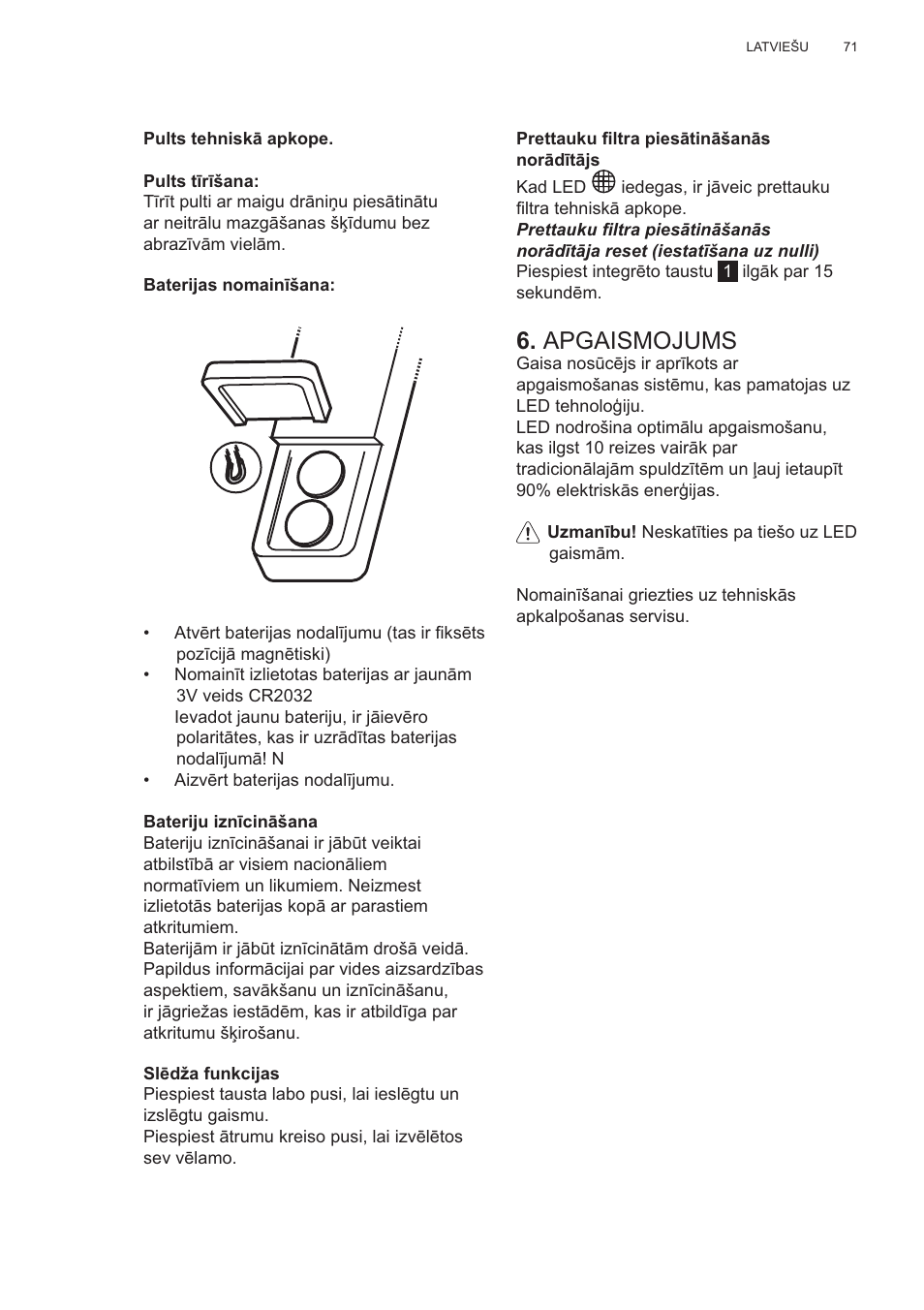 Apgaismojums | AEG X81284WG0 User Manual | Page 71 / 160