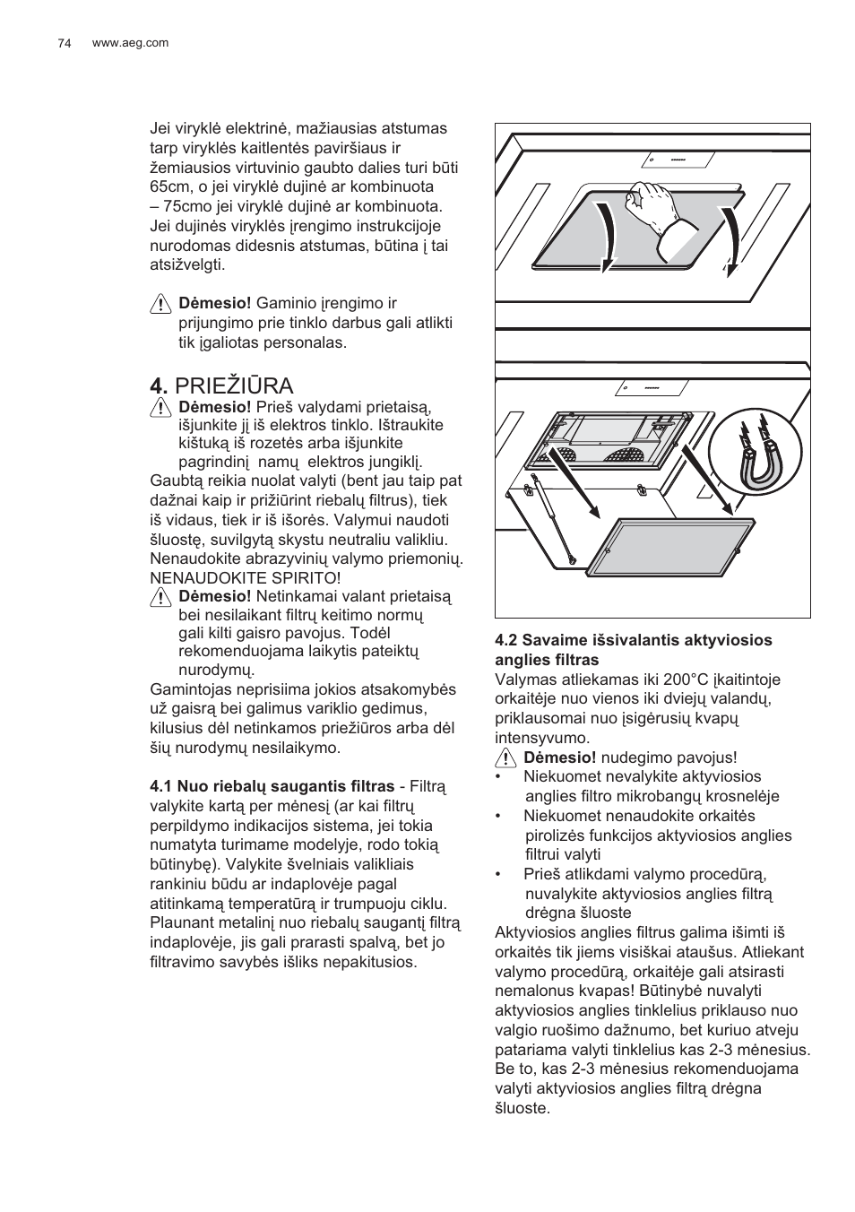 Prieži ǋra | AEG X81284WG0 User Manual | Page 74 / 160