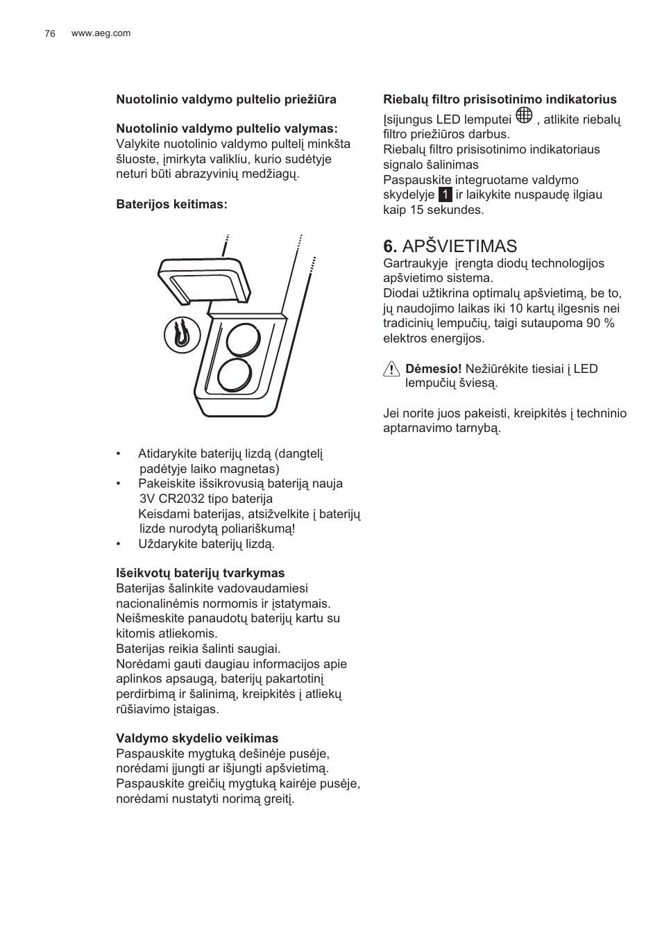 Apšvietimas | AEG X81284WG0 User Manual | Page 76 / 160
