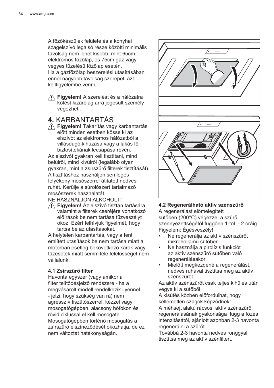 Karbantartás | AEG X81284WG0 User Manual | Page 84 / 160