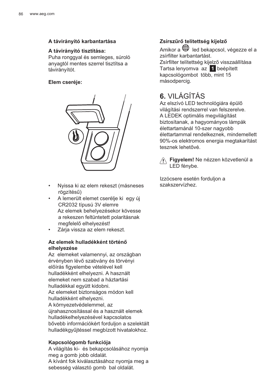 Világítás | AEG X81284WG0 User Manual | Page 86 / 160