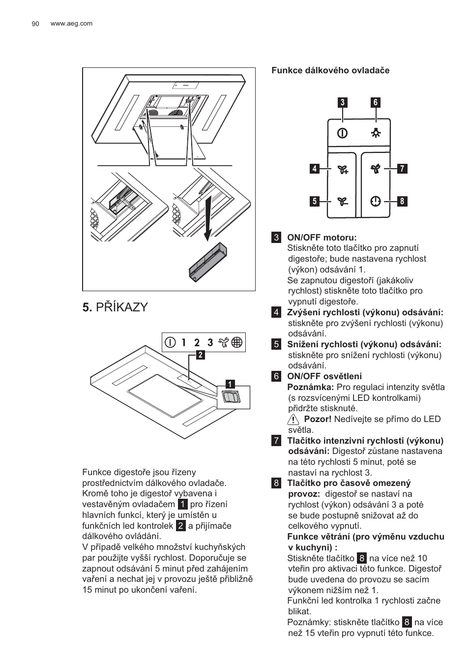 P ěíkazy | AEG X81284WG0 User Manual | Page 90 / 160