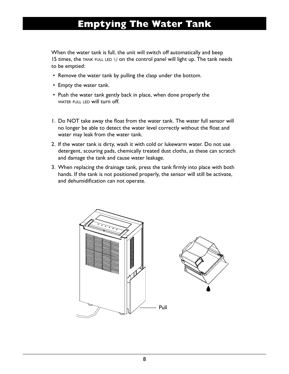 Emptying the water tank | Amcor APC 2000E User Manual | Page 10 / 13