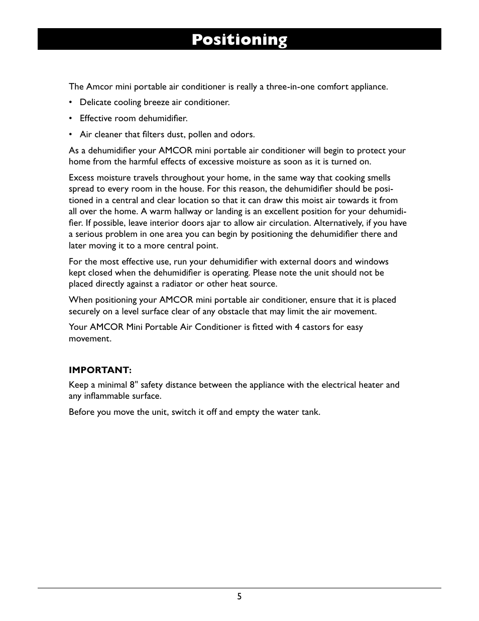 Positioning | Amcor APC 2000E User Manual | Page 7 / 13