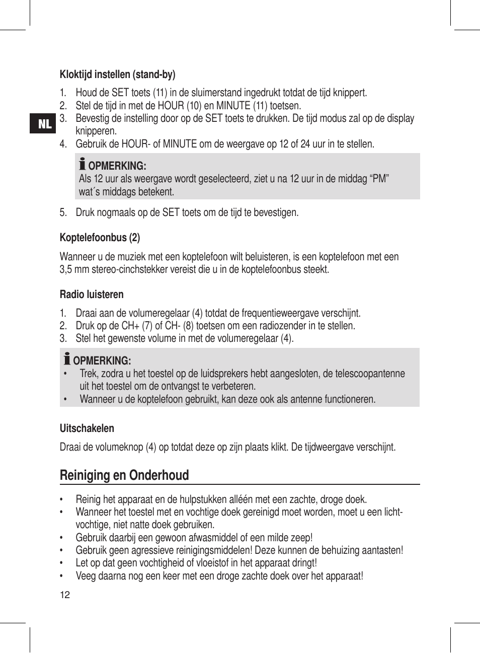 Reiniging en onderhoud | AEG DRR 4107 User Manual | Page 12 / 58