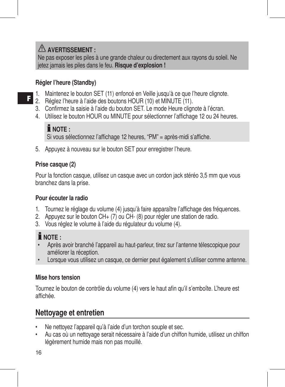 Nettoyage et entretien | AEG DRR 4107 User Manual | Page 16 / 58