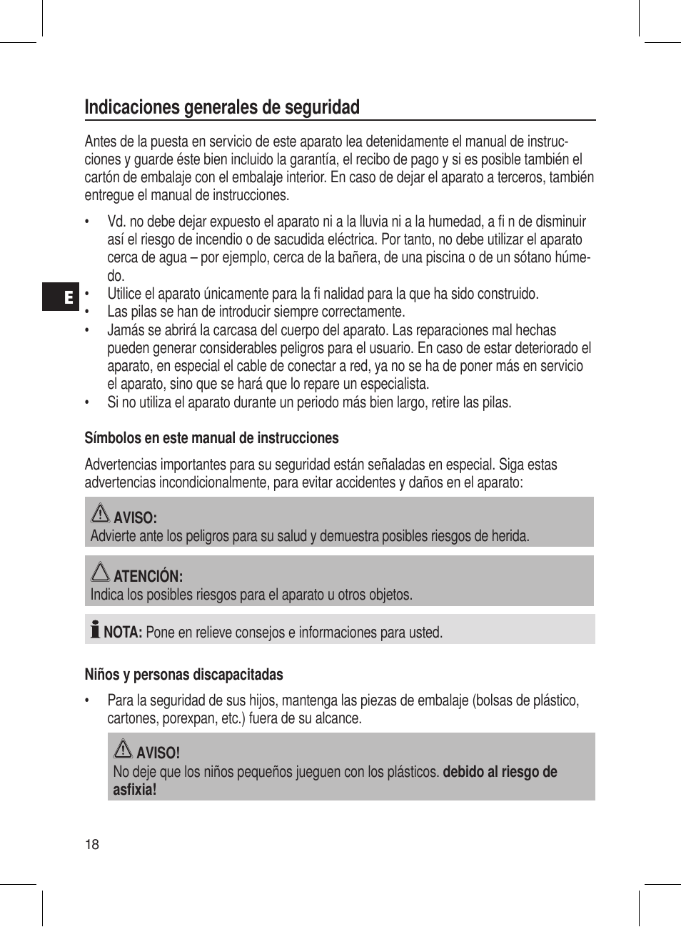 Indicaciones generales de seguridad | AEG DRR 4107 User Manual | Page 18 / 58