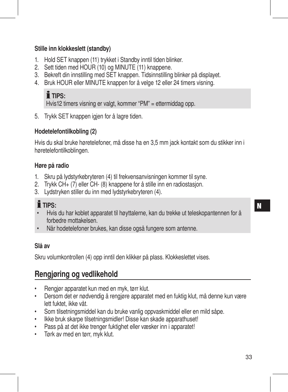 Rengjøring og vedlikehold | AEG DRR 4107 User Manual | Page 33 / 58